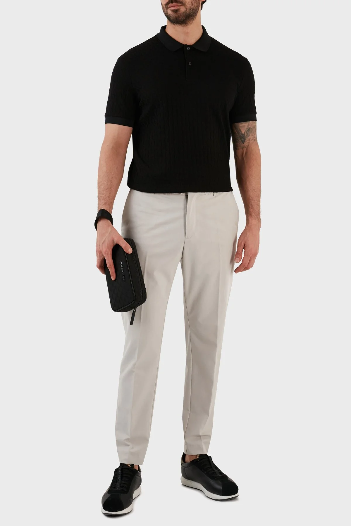 Armani Exchange 100% Cotton Regular Fit Men’s Polo T-Shirt 3RZFLA ZJ2ZZ 1200 BLACK - 4