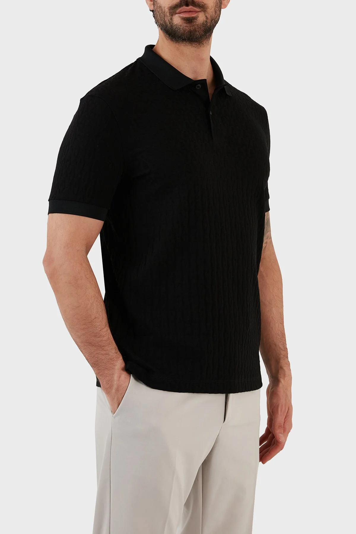 Armani Exchange 100% Cotton Regular Fit Men’s Polo T-Shirt 3RZFLA ZJ2ZZ 1200 BLACK - 6