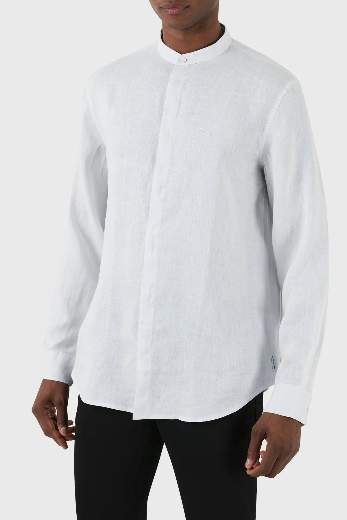 Armani Exchange % 100 Keten Hakim Yaka Erkek Gömlek 8NZC66 ZNCFZ 15CZ AÇIK MAVİ - 7