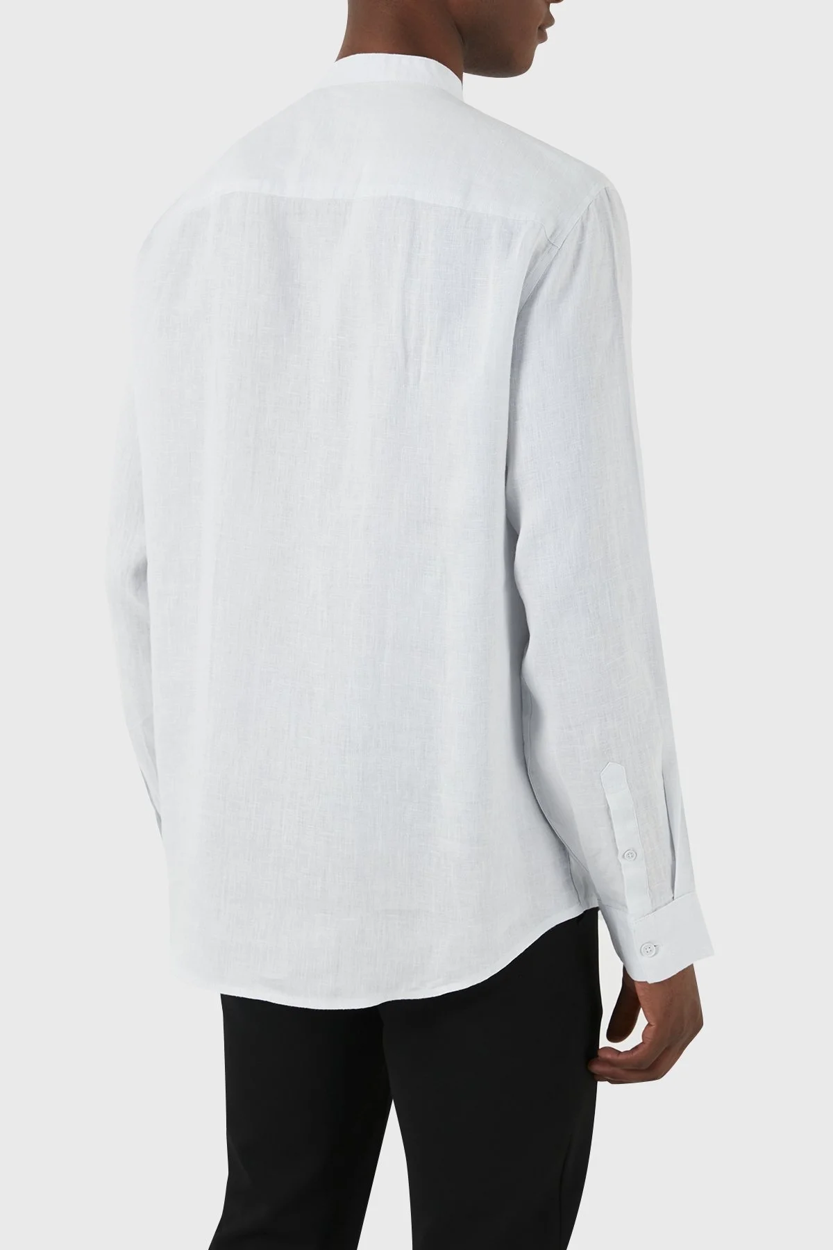 Armani Exchange % 100 Keten Hakim Yaka Erkek Gömlek 8NZC66 ZNCFZ 15CZ AÇIK MAVİ - 9