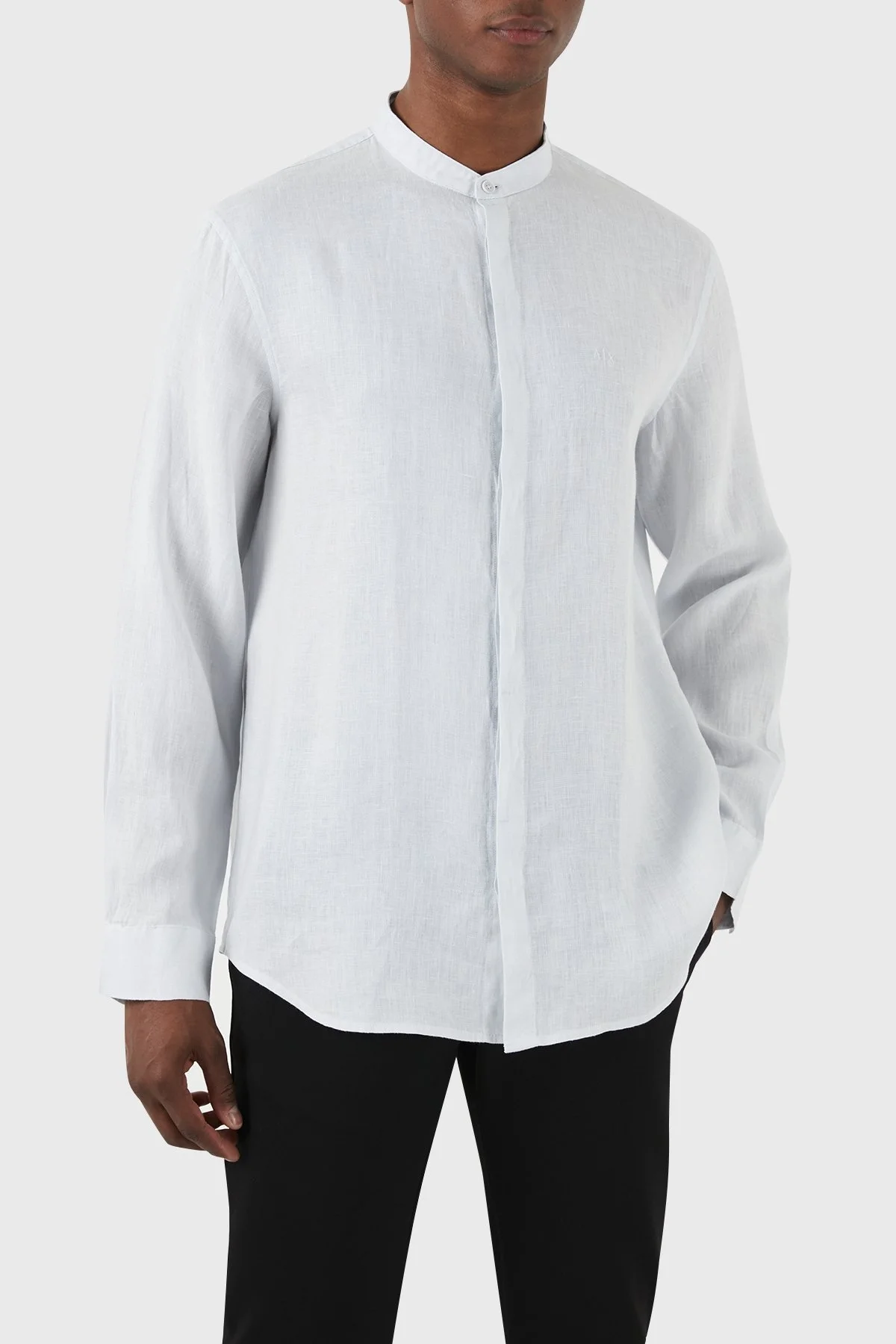 Armani Exchange % 100 Keten Hakim Yaka Erkek Gömlek 8NZC66 ZNCFZ 15CZ AÇIK MAVİ - 11