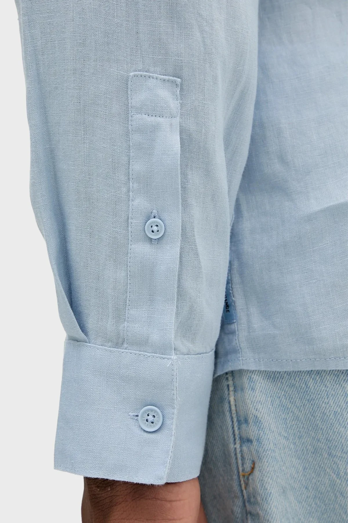 Armani Exchange % 100 Keten Normal Kalıp Klasik Yaka Erkek Gömlek XM001221 AF14619 U9360 AÇIK MAVİ - 4