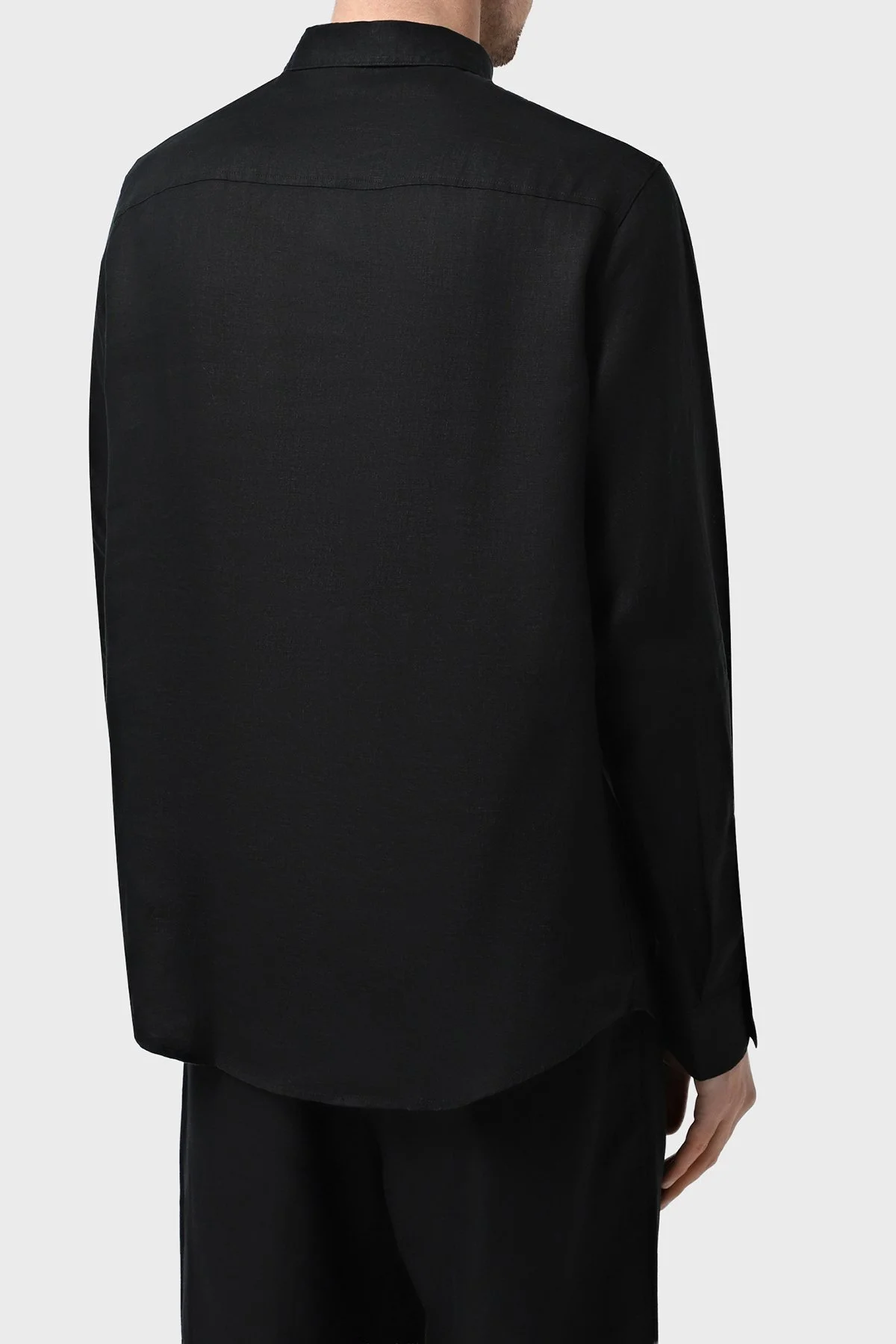 Armani Exchange % 100 Keten Normal Kalıp Klasik Yaka Erkek Gömlek XM001221 AF14619 UC001 SİYAH - 3
