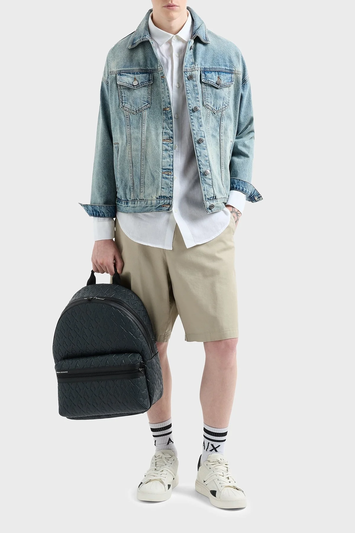 Armani Exchange % 100 Keten Regular Fit Düz Yaka Erkek Gömlek XM001221 AF14619 U0001 BEYAZ - 7