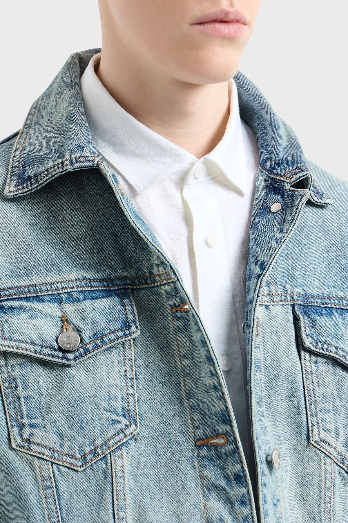 Armani Exchange % 100 Keten Regular Fit Düz Yaka Erkek Gömlek XM001221 AF14619 U0001 BEYAZ - 9