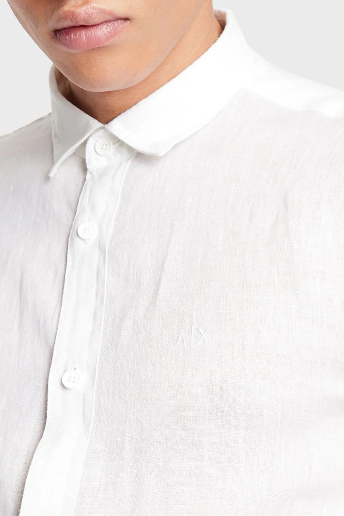 Armani Exchange % 100 Keten Regular Fit Erkek Gömlek 8NZC50 ZNCFZ 1100 BEYAZ - 3