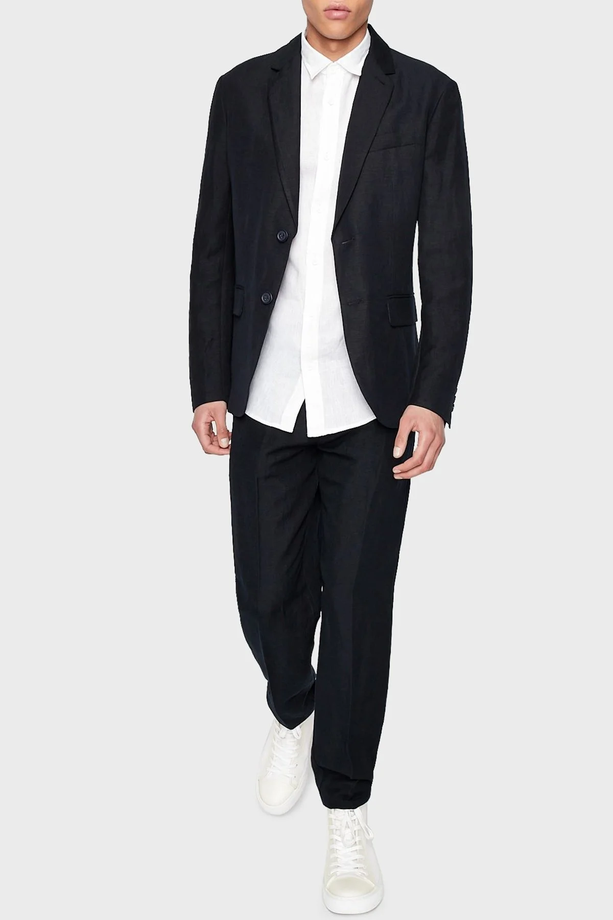 Armani Exchange % 100 Keten Regular Fit Erkek Gömlek 8NZC50 ZNCFZ 1100 BEYAZ - 4