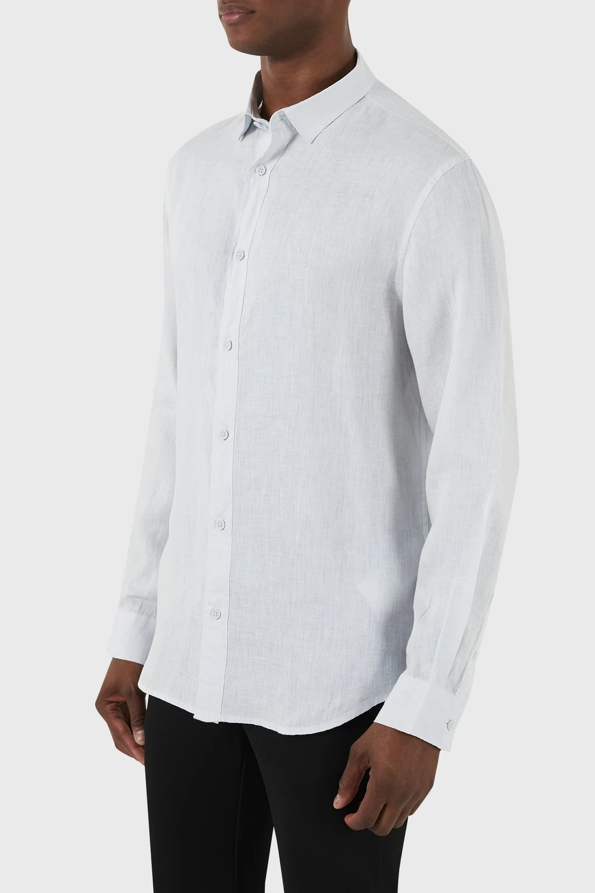 Armani Exchange % 100 Keten Regular Fit Erkek Gömlek 8NZC50 ZNCFZ 15CZ AÇIK MAVİ - 3