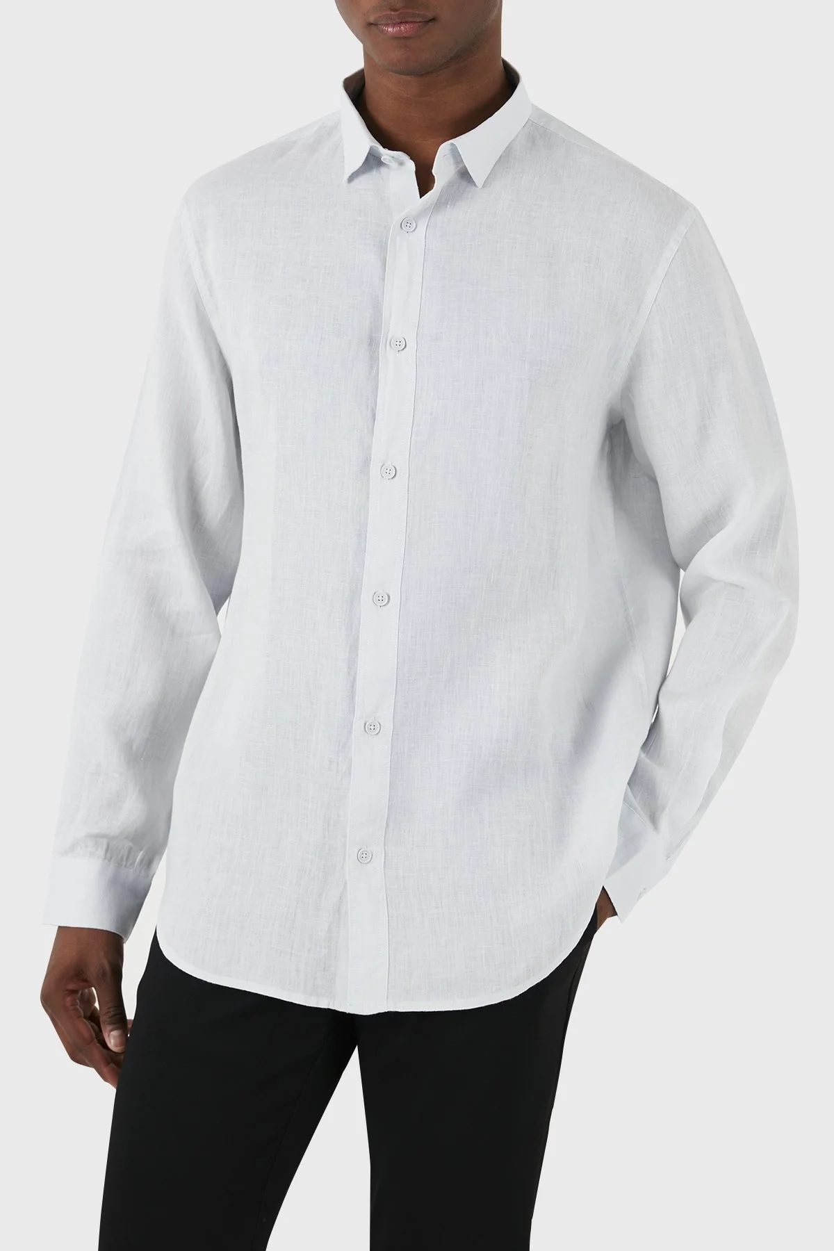 Armani Exchange % 100 Keten Regular Fit Erkek Gömlek 8NZC50 ZNCFZ 15CZ AÇIK MAVİ - 4