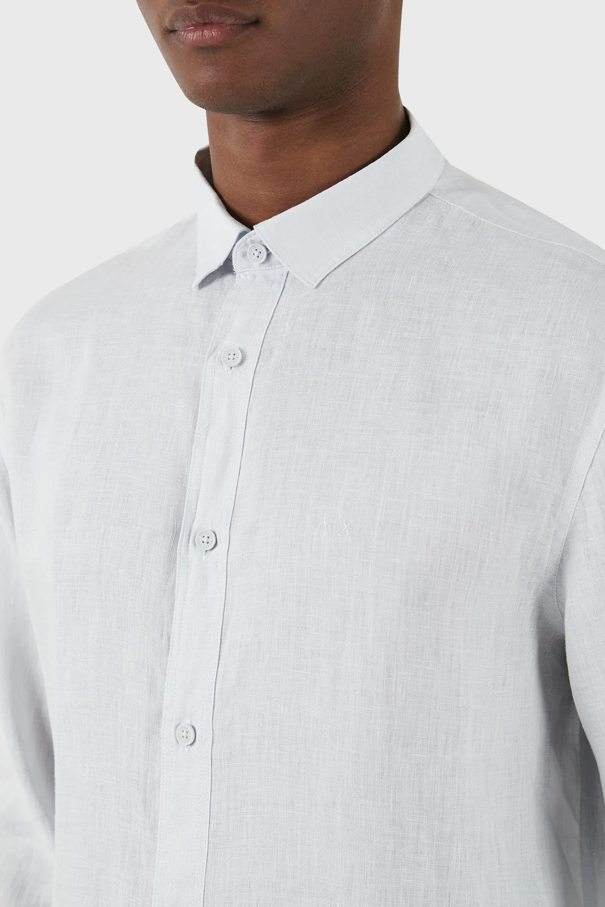 Armani Exchange % 100 Keten Regular Fit Erkek Gömlek 8NZC50 ZNCFZ 15CZ AÇIK MAVİ - 6