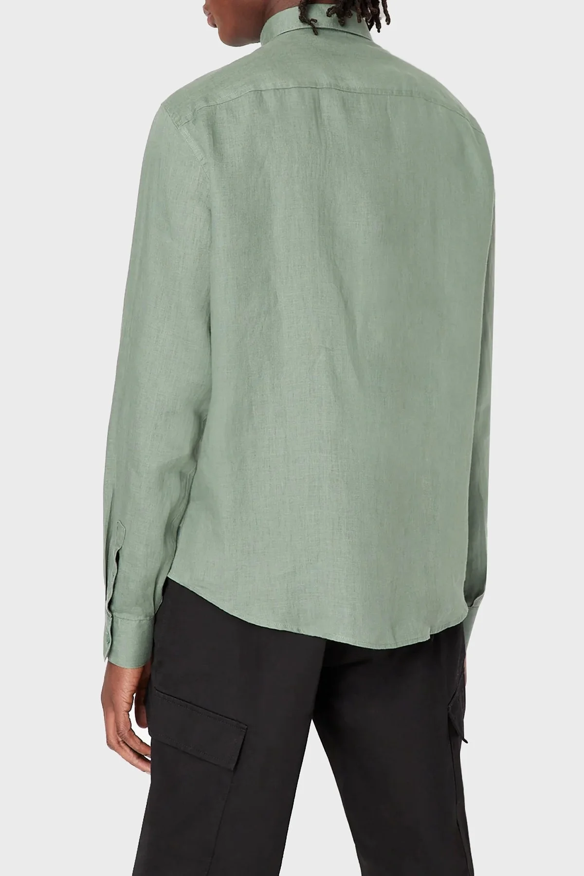 Armani Exchange % 100 Keten Regular Fit Erkek Gömlek 8NZC50 ZNCFZ 1881 HAKİ - 2