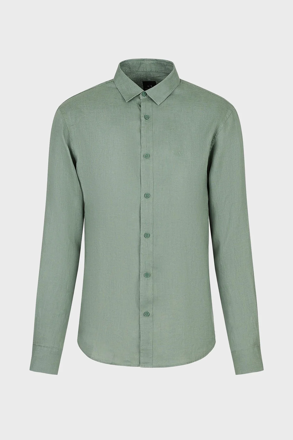 Armani Exchange % 100 Keten Regular Fit Erkek Gömlek 8NZC50 ZNCFZ 1881 HAKİ - 5