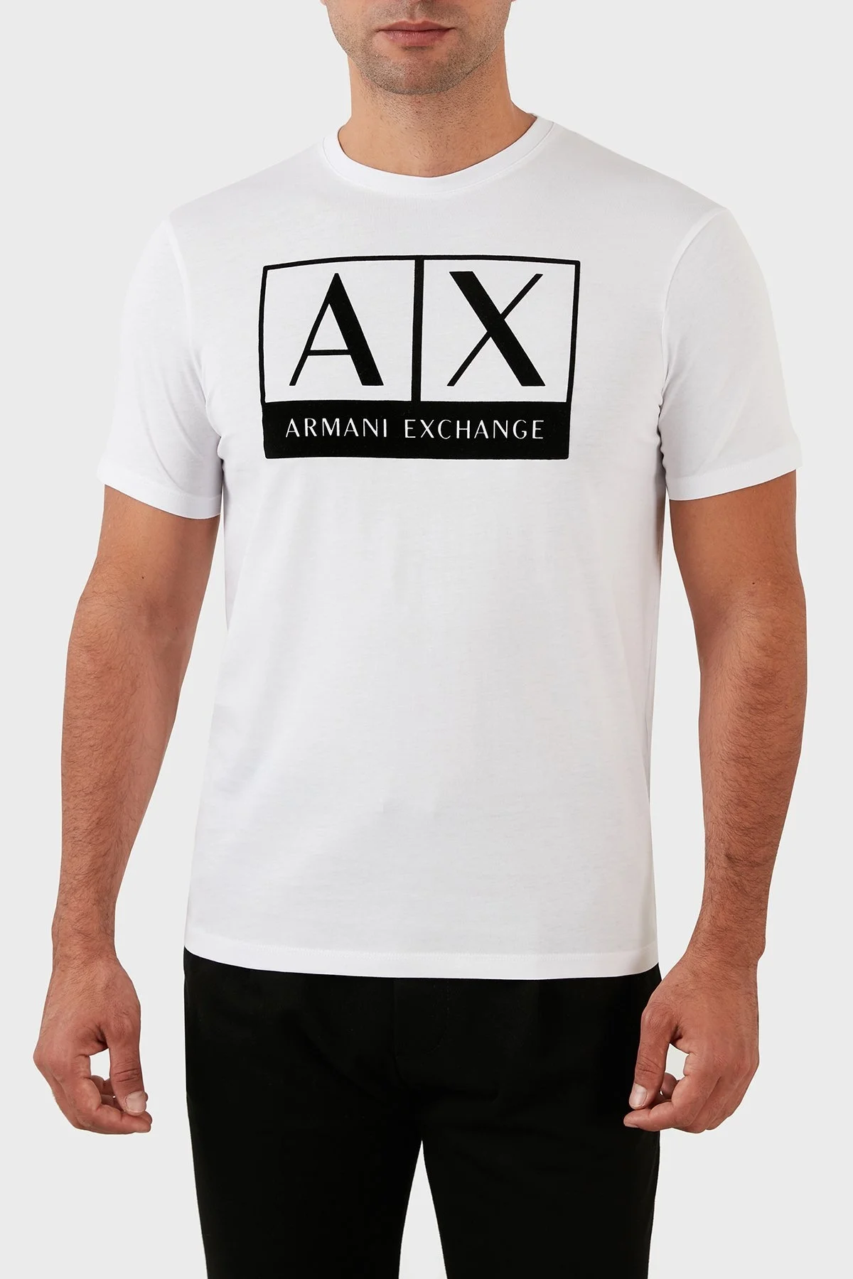 Armani Exchange % 100 Organik Pamuk Regular Fit Bisiklet Yaka Erkek T Shirt 6LZTKE ZJ8EZ 1100 BEYAZ - 1