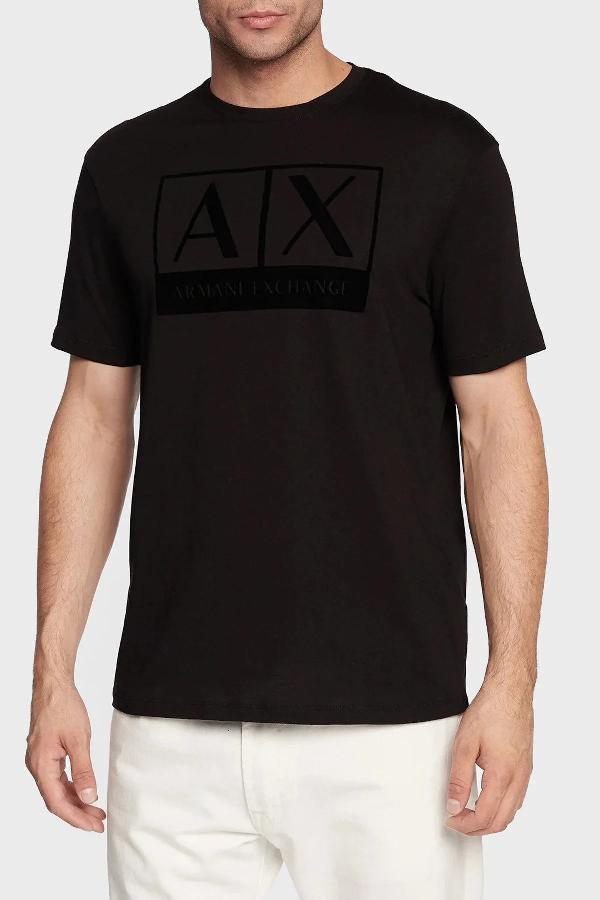 Armani Exchange % 100 Organik Pamuk Regular Fit Bisiklet Yaka Erkek T Shirt 6LZTKE ZJ8EZ 1200 SİYAH - 1