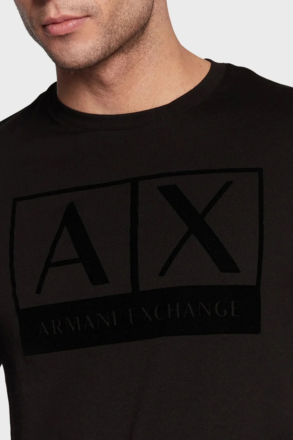Armani Exchange % 100 Organik Pamuk Regular Fit Bisiklet Yaka Erkek T Shirt 6LZTKE ZJ8EZ 1200 SİYAH - 4
