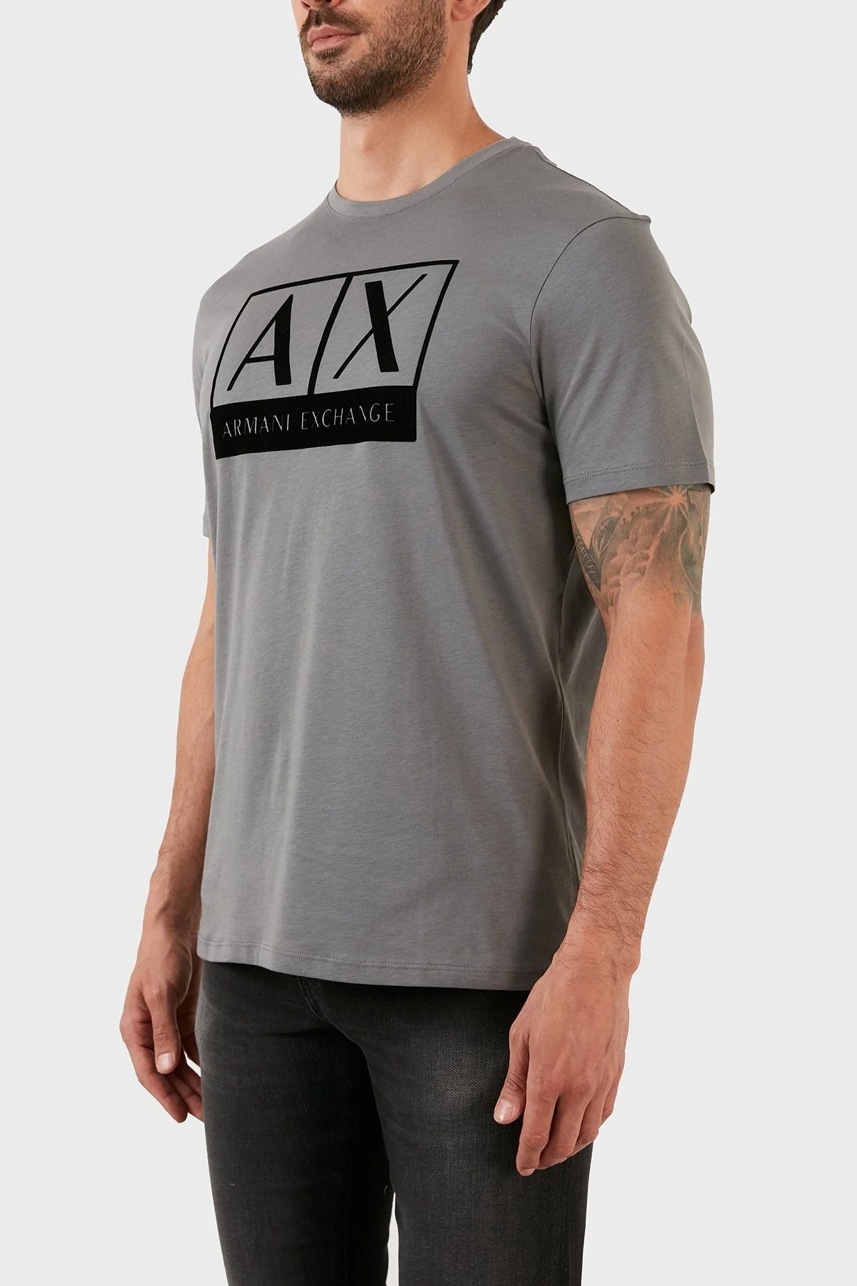 Armani Exchange % 100 Organik Pamuk Regular Fit Bisiklet Yaka Erkek T Shirt 6LZTKE ZJ8EZ 1979 GRİ - 2