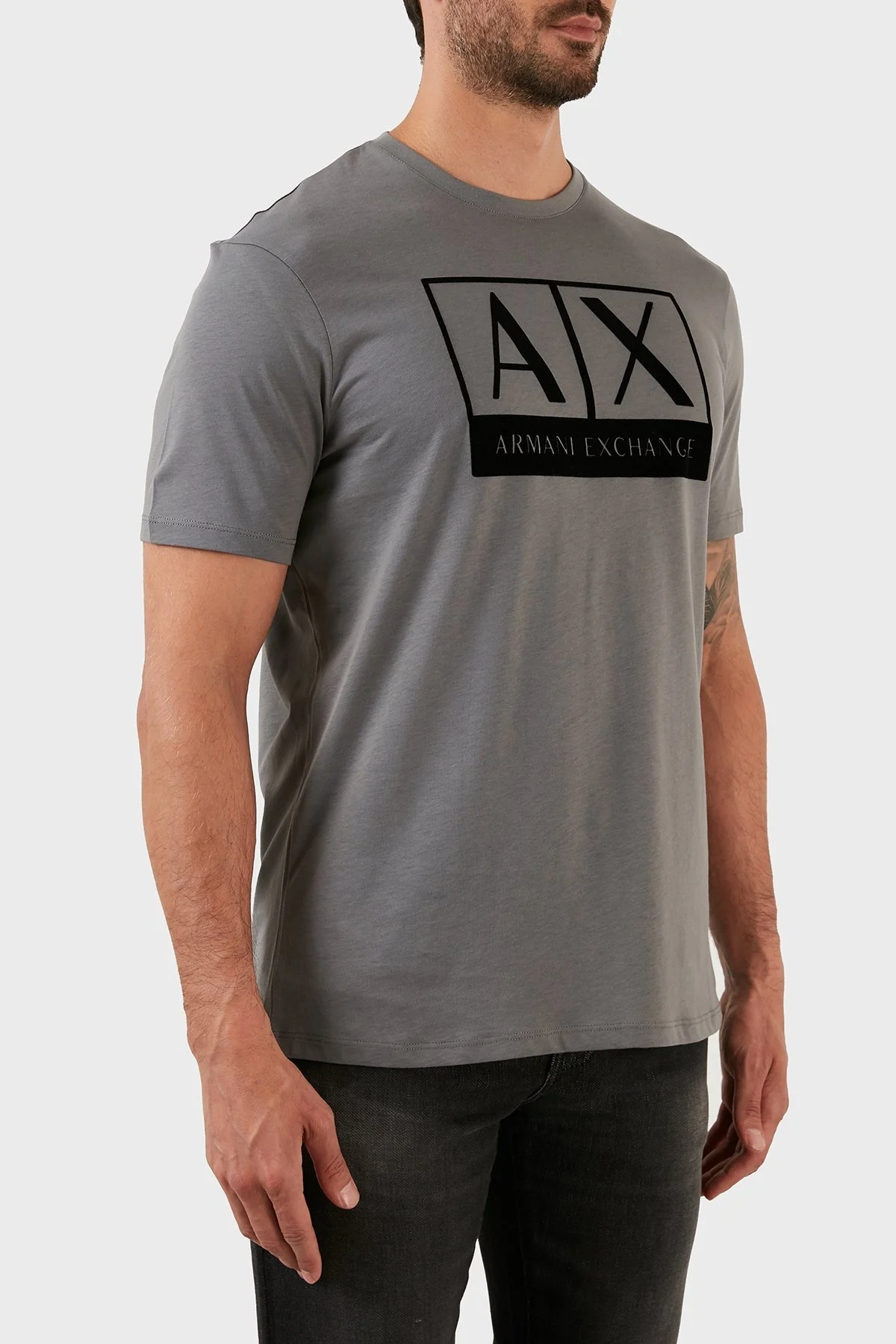 Armani Exchange % 100 Organik Pamuk Regular Fit Bisiklet Yaka Erkek T Shirt 6LZTKE ZJ8EZ 1979 GRİ - 3