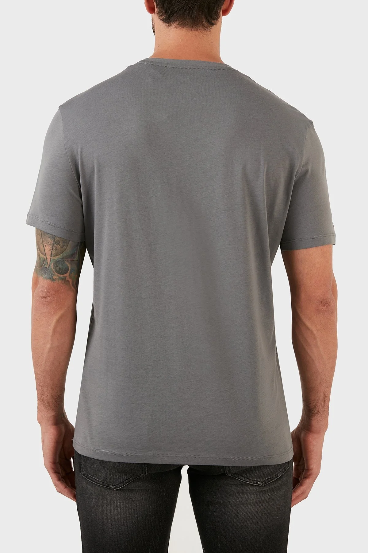 Armani Exchange % 100 Organik Pamuk Regular Fit Bisiklet Yaka Erkek T Shirt 6LZTKE ZJ8EZ 1979 GRİ - 4