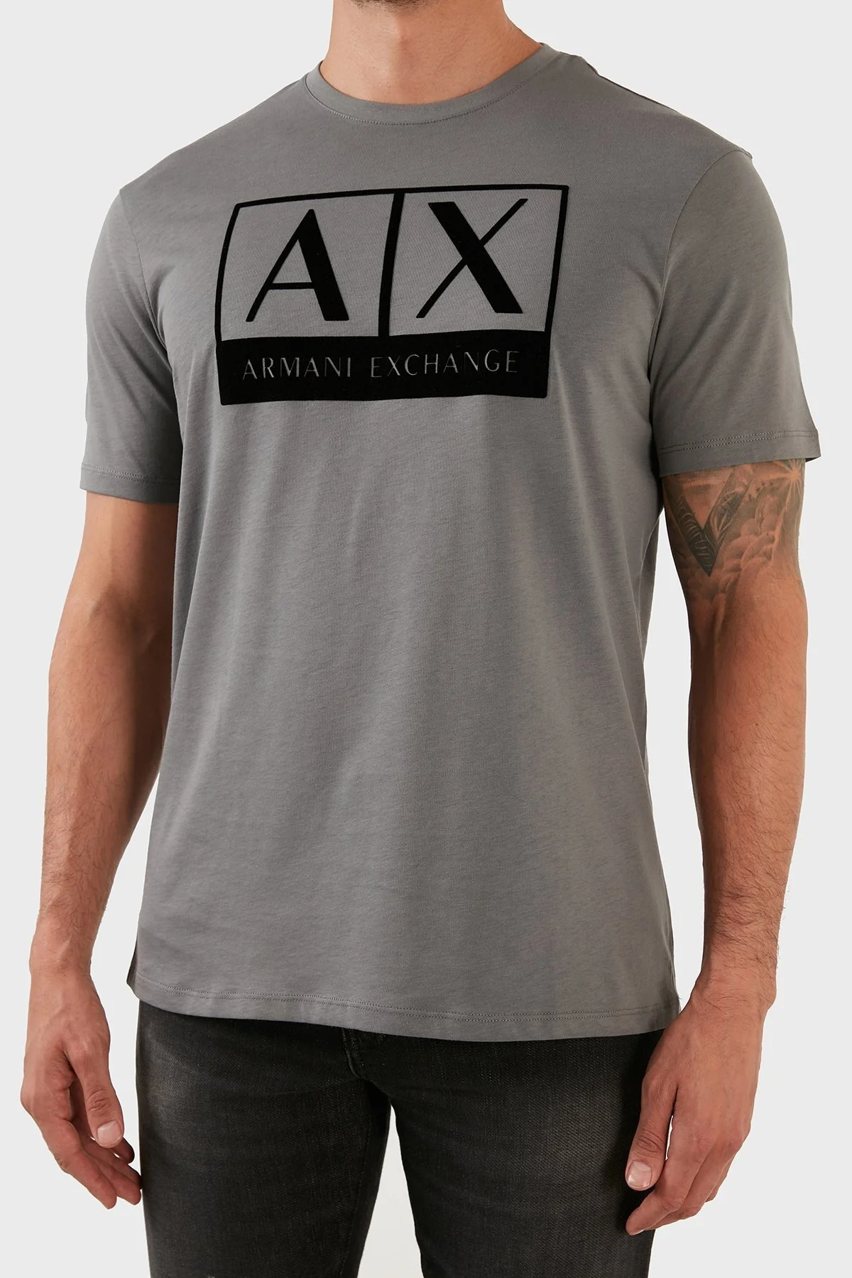 Armani Exchange % 100 Organik Pamuk Regular Fit Bisiklet Yaka Erkek T Shirt 6LZTKE ZJ8EZ 1979 GRİ - 6