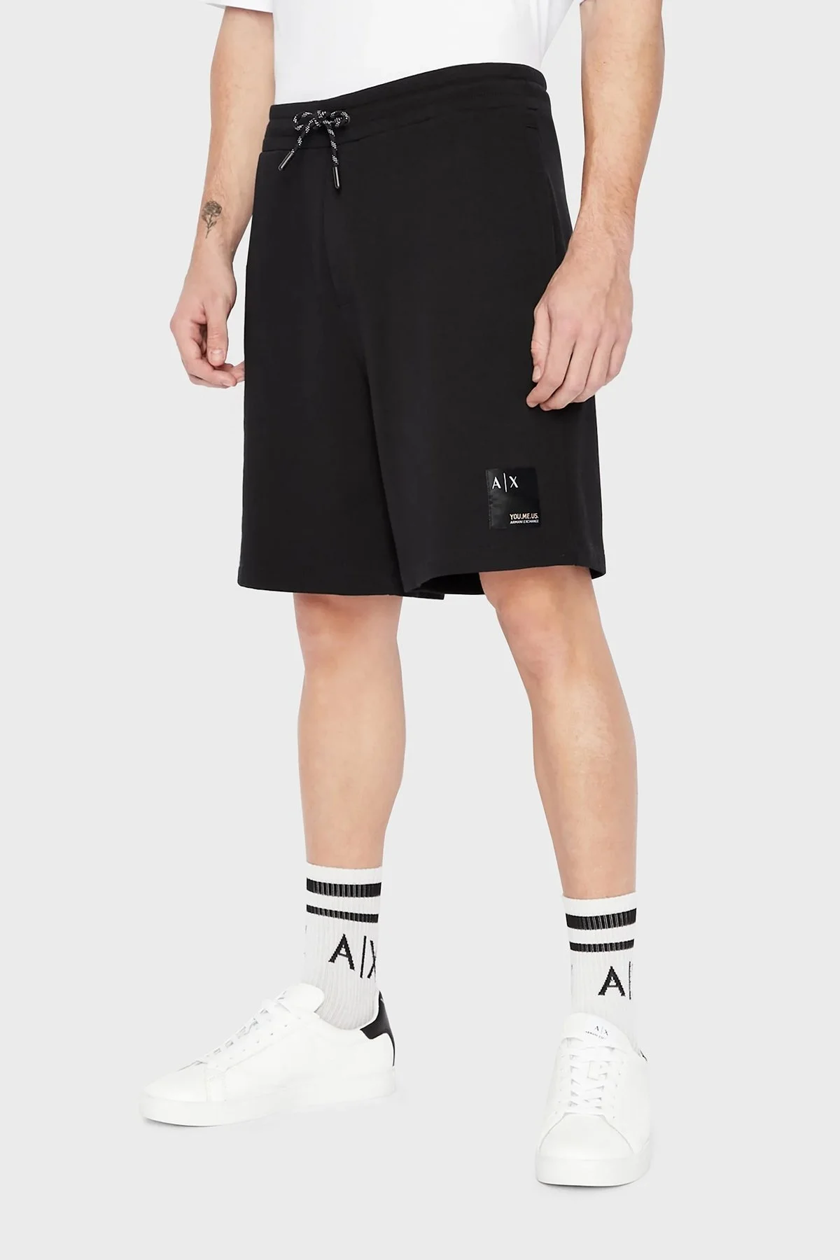 Armani Exchange % 100 Pamuk Belden Bağlamalı Cepli Erkek Short 6LZSAY ZJFAZ 1200 SİYAH - 1