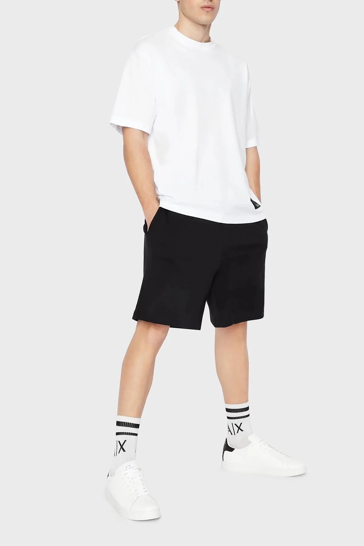 Armani Exchange % 100 Pamuk Belden Bağlamalı Cepli Erkek Short 6LZSAY ZJFAZ 1200 SİYAH - 4