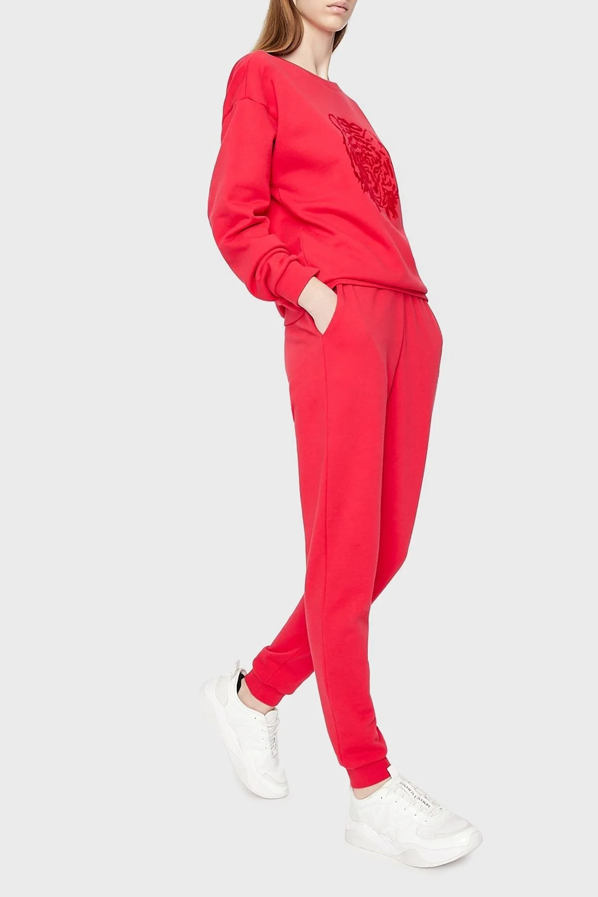 Armani Exchange % 100 Pamuk Belden Bağlamalı Regular Fit Bayan Pantolon 3LYP70 YJ68Z 14AC KIRMIZI - 1