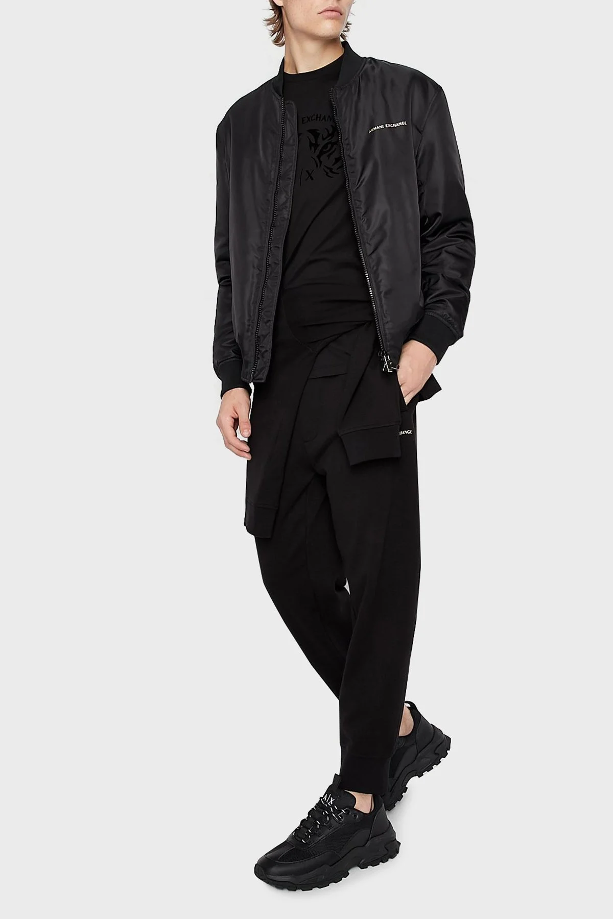 Armani Exchange % 100 Pamuk Belden Bağlamalı Regular Fit Erkek Pantolon 3LZPGG ZJ1ZZ 1200 SİYAH - 1