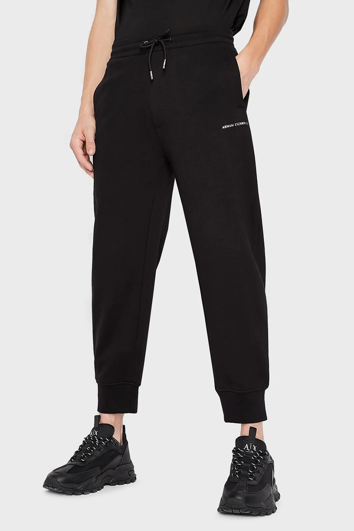 Armani Exchange % 100 Pamuk Belden Bağlamalı Regular Fit Erkek Pantolon 3LZPGG ZJ1ZZ 1200 SİYAH - 2