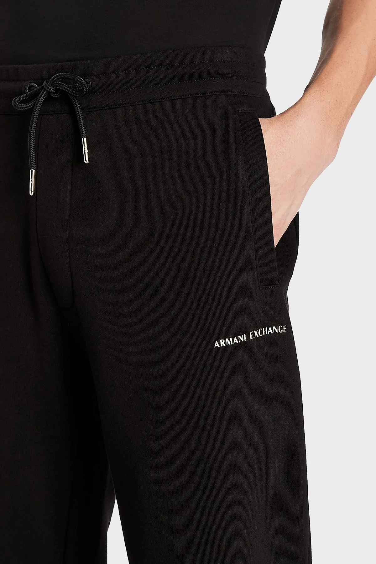 Armani Exchange % 100 Pamuk Belden Bağlamalı Regular Fit Erkek Pantolon 3LZPGG ZJ1ZZ 1200 SİYAH - 4