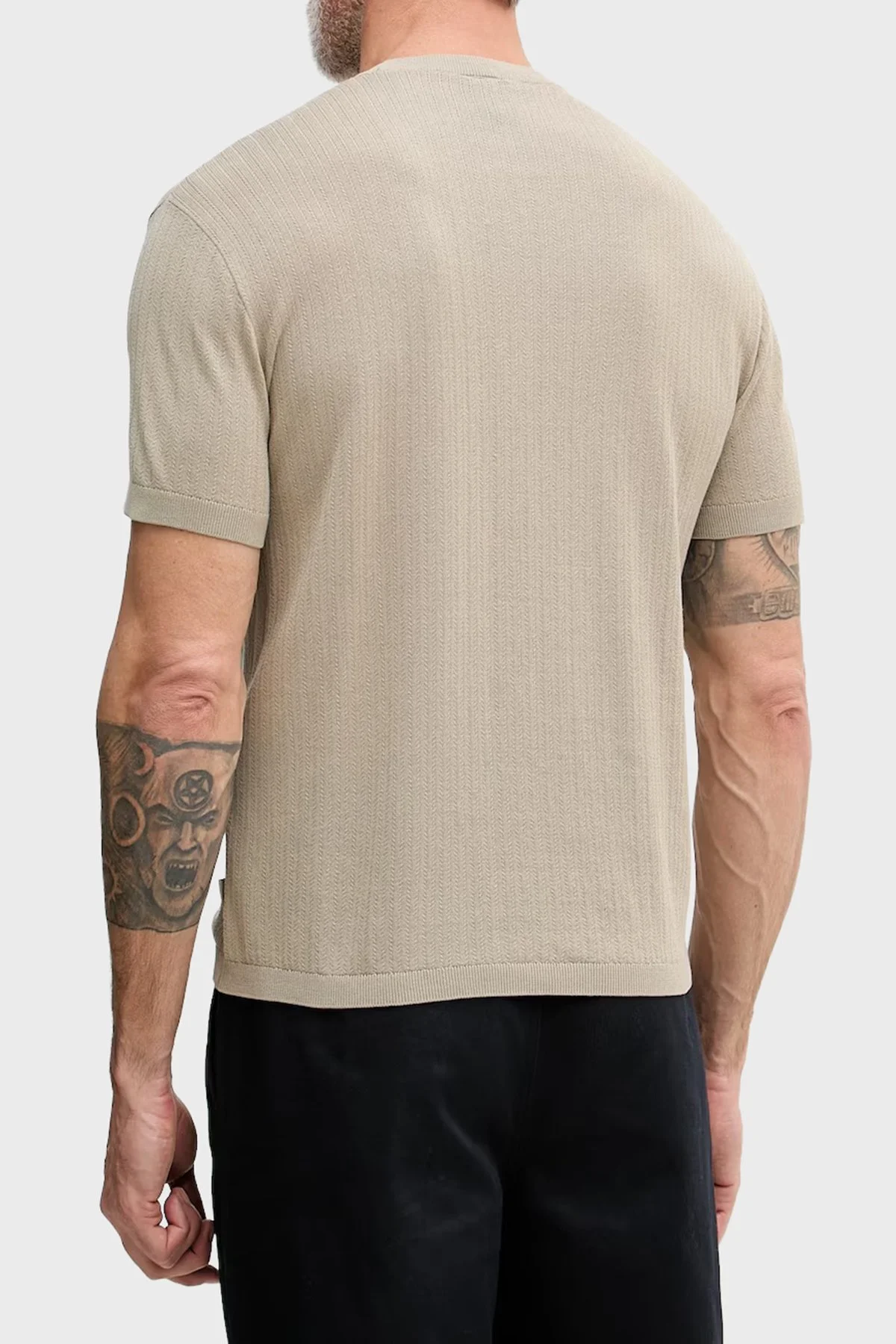 Armani Exchange % 100 Pamuk Bisiklet Yaka Fitilli Triko Erkek Kazak XM002439 AF22249 U6229 Bej - 3