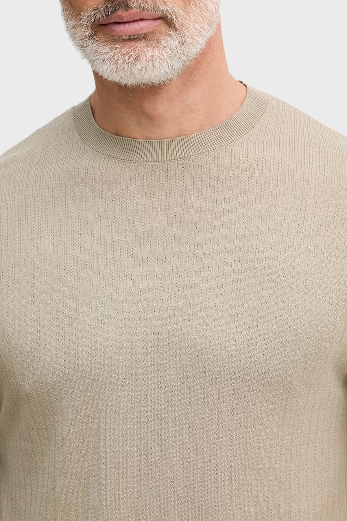 Armani Exchange % 100 Pamuk Bisiklet Yaka Fitilli Triko Erkek Kazak XM002439 AF22249 U6229 Bej - 4