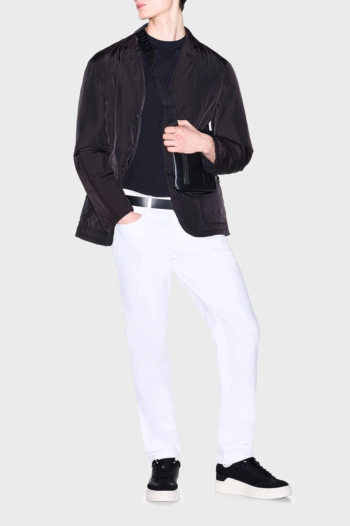 Armani Exchange % 100 Pamuk Bisiklet Yaka Fitilli Triko Erkek Kazak XM002439 AF22249 UB101 Lacivert - 2