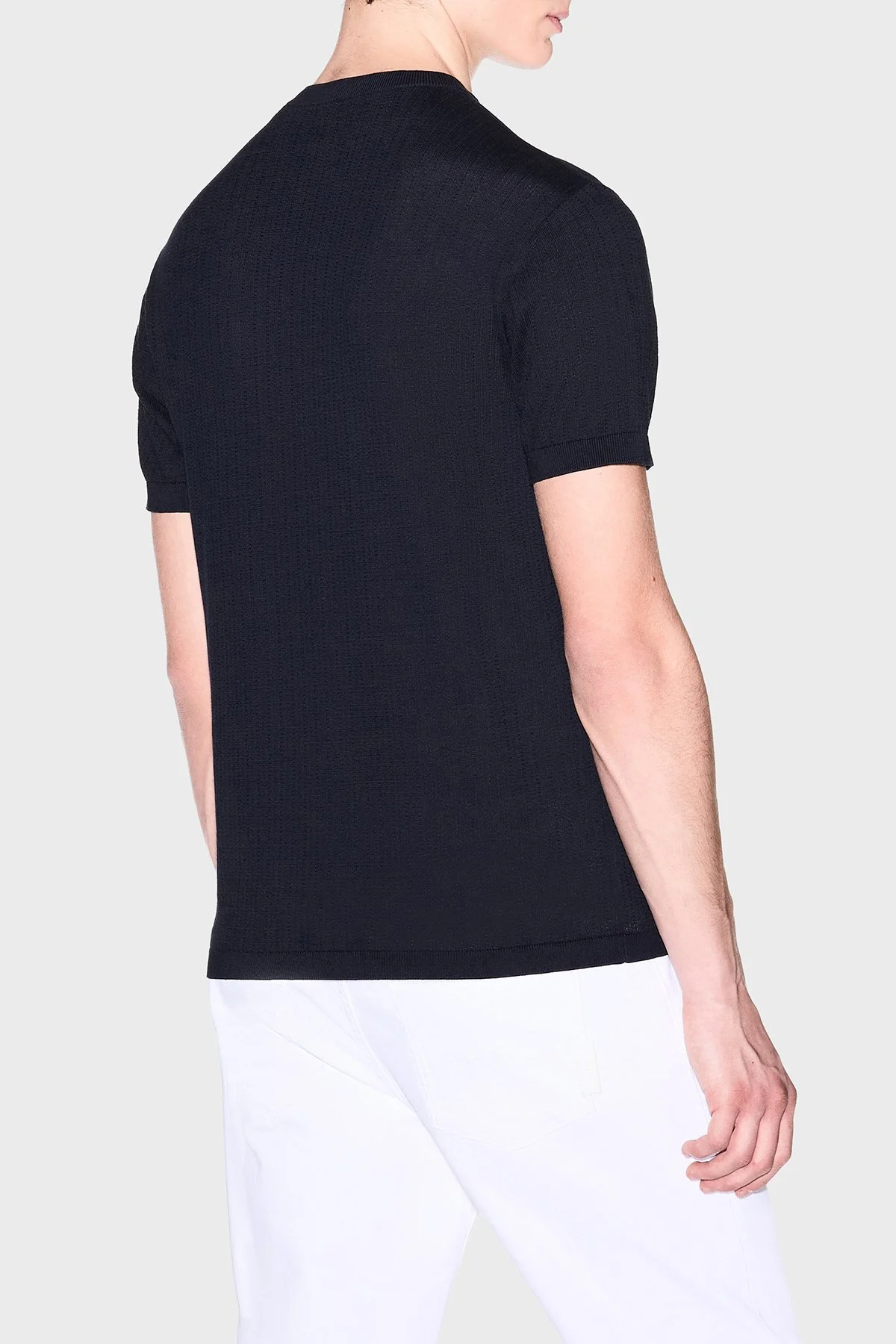 Armani Exchange % 100 Pamuk Bisiklet Yaka Fitilli Triko Erkek Kazak XM002439 AF22249 UB101 Lacivert - 3