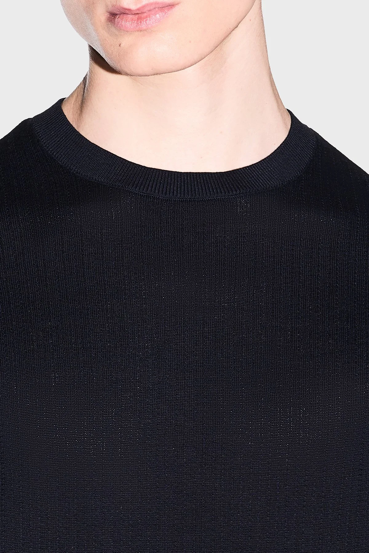 Armani Exchange % 100 Pamuk Bisiklet Yaka Fitilli Triko Erkek Kazak XM002439 AF22249 UB101 Lacivert - 4