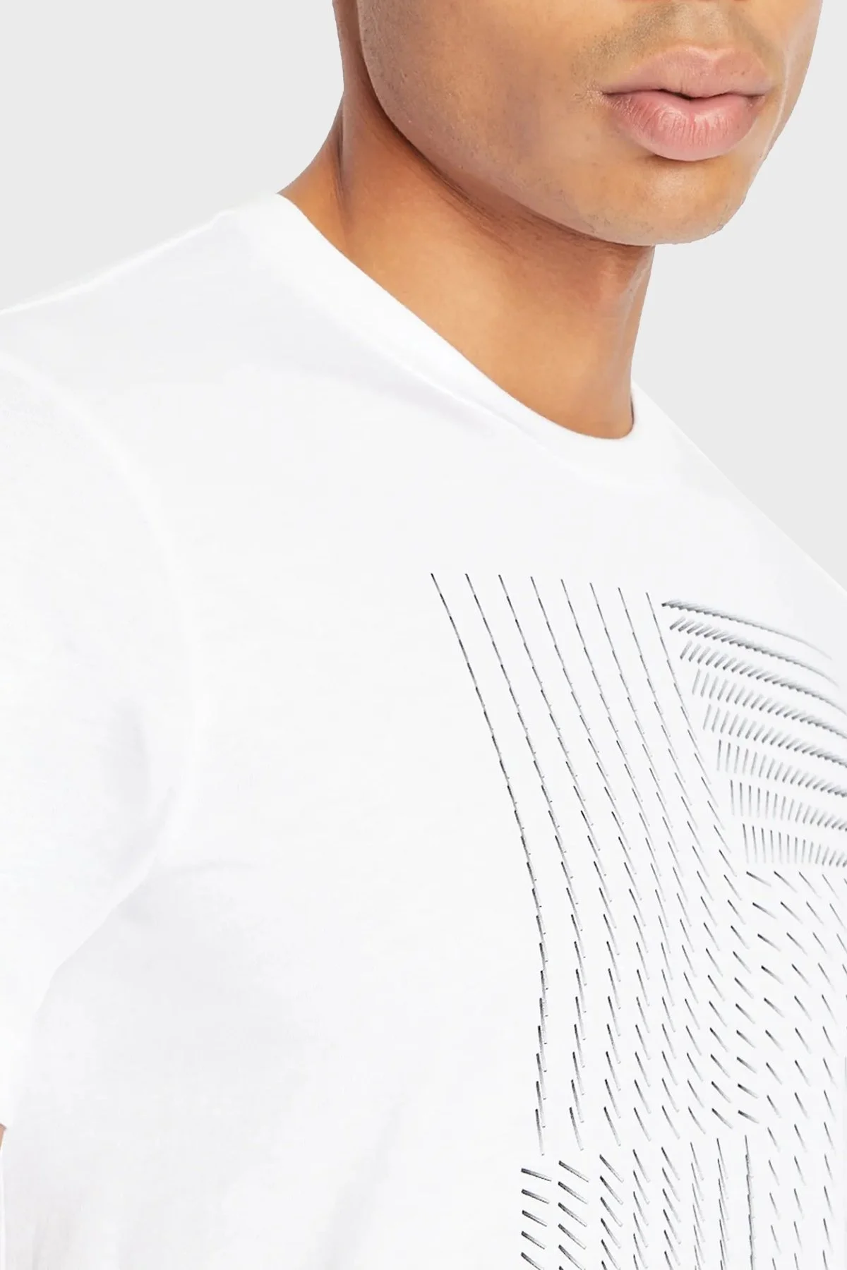 Armani Exchange % 100 Pamuk Bisiklet Yaka Regular Fit Erkek T Shirt 3RZTFD ZJH4Z 1100 BEYAZ - 2