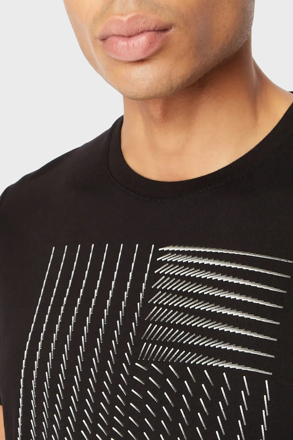 Armani Exchange % 100 Pamuk Bisiklet Yaka Regular Fit Erkek T Shirt 3RZTFD ZJH4Z 1200 SİYAH - 2