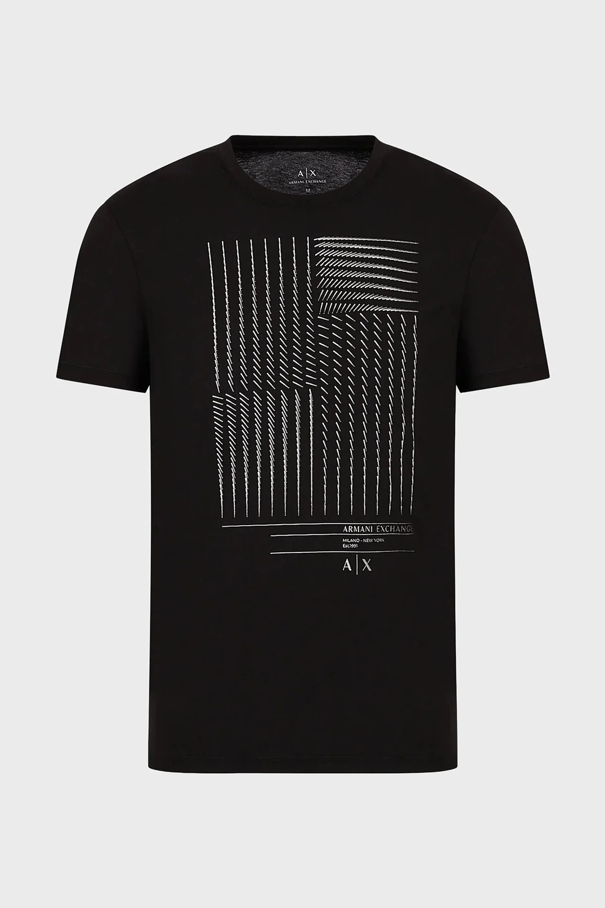 Armani Exchange % 100 Pamuk Bisiklet Yaka Regular Fit Erkek T Shirt 3RZTFD ZJH4Z 1200 SİYAH - 4