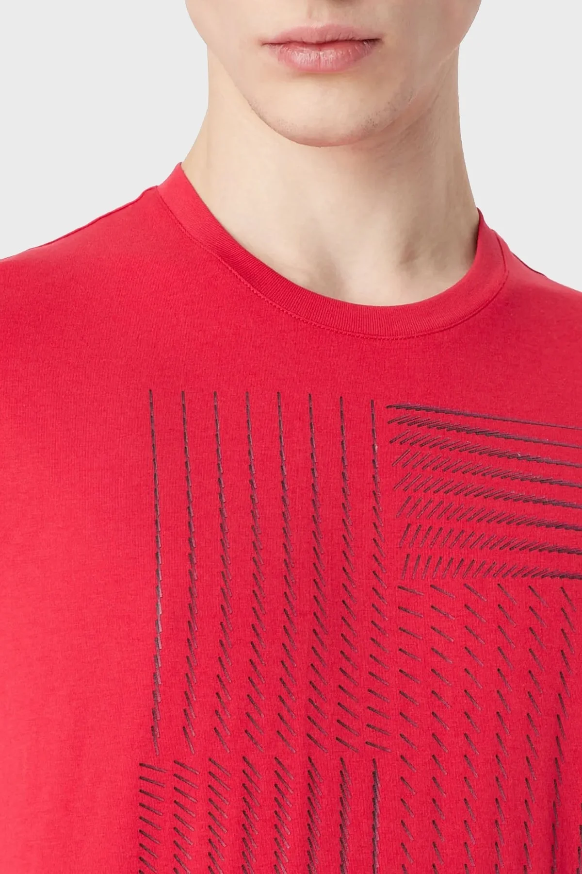 Armani Exchange % 100 Pamuk Bisiklet Yaka Regular Fit Erkek T Shirt 3RZTFD ZJH4Z 14AQ KIRMIZI - 3