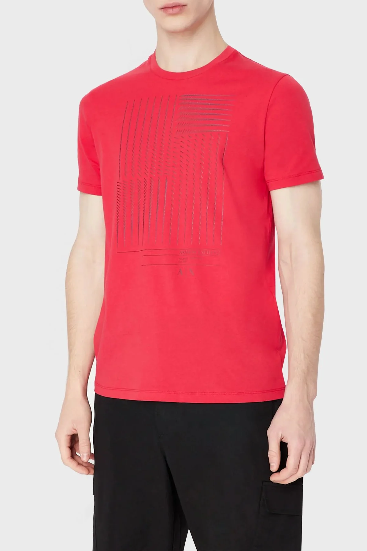 Armani Exchange % 100 Pamuk Bisiklet Yaka Regular Fit Erkek T Shirt 3RZTFD ZJH4Z 14AQ KIRMIZI - 1