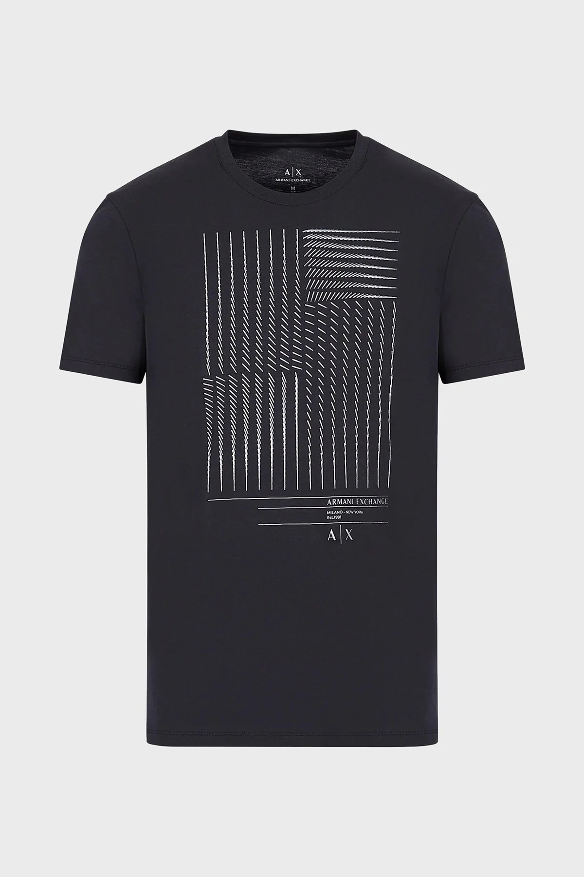 Armani Exchange % 100 Pamuk Bisiklet Yaka Normal Kesim Erkek T Shirt 3RZTFD ZJH4Z 1510 LACİVERT - 2
