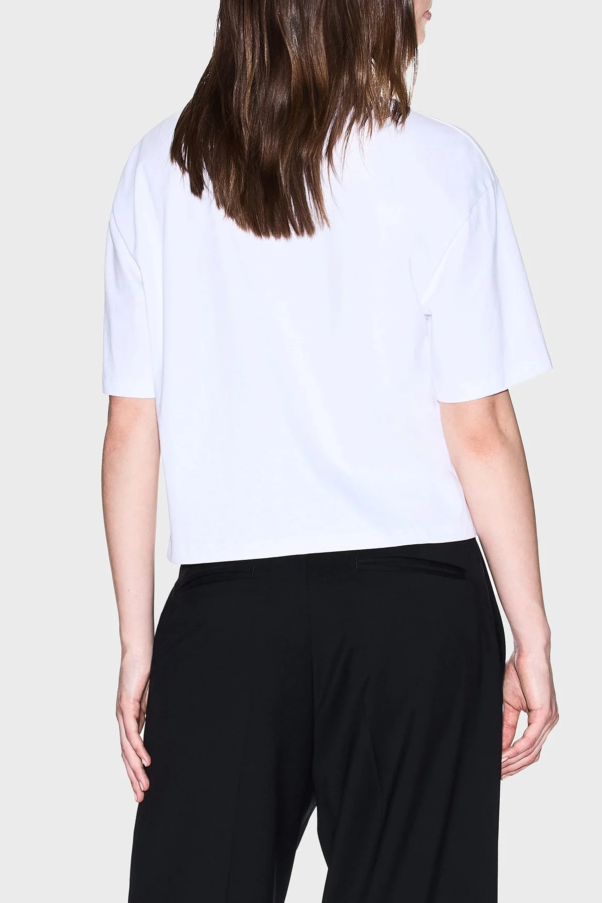 Armani Exchange % 100 Pamuk Cropped Fit Bisiklet Yaka Logolu Bayan T Shirt XW001364 AF15085 U0002 BEYAZ - 3