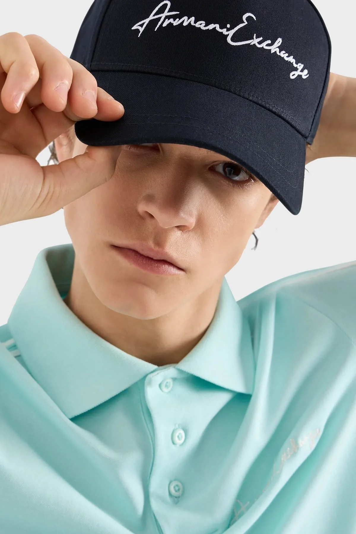 Armani Exchange % 100 Pamuk Gabardin Erkek Şapka 954224 CC516 14439 LACİVERT-BEYAZ - 2