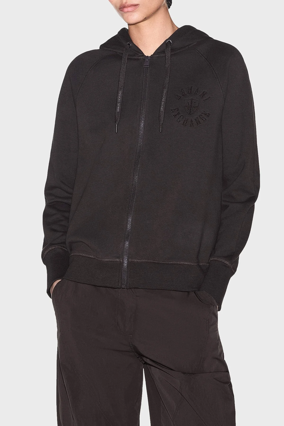 Armani Exchange %100 Pamuk Kapüşonlu Kadın Sweat XW002399 AF25527 U6032 Kahve - 1