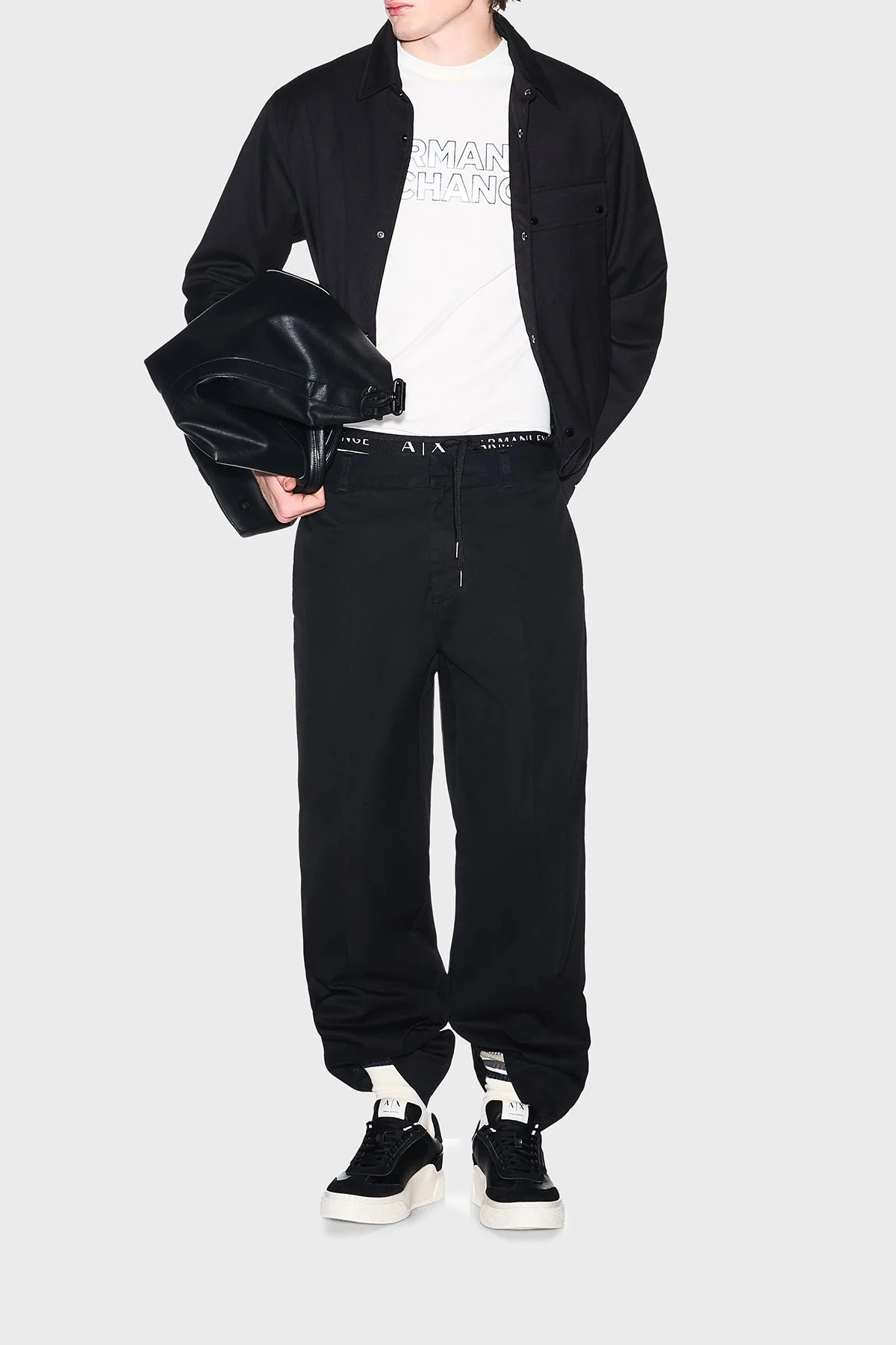 Armani Exchange % 100 Pamuk Logolu Bisiklet Yaka Erkek T Shirt XM002413 AF10361 U0009 Beyaz - 2