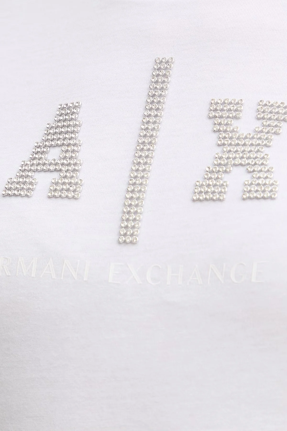 Armani Exchange % 100 Pamuk Logolu Bisiklet Yaka Kadın T Shirt XW002348 AF10356 U0002 Beyaz - 5