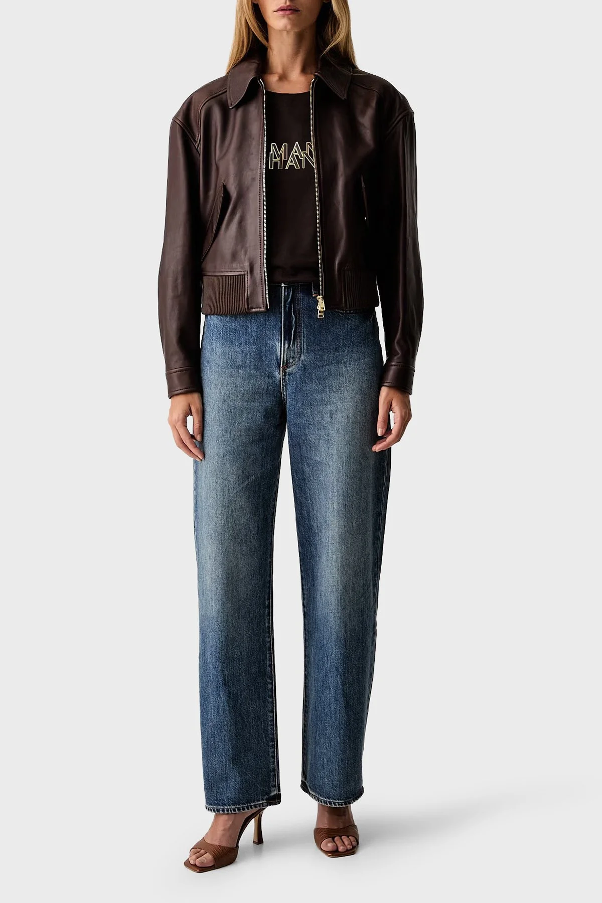 Armani Exchange %100 Pamuk Logolu Bisiklet Yaka Kadın T Shirt XW002957 AF10356 U6032 Kahve - 2
