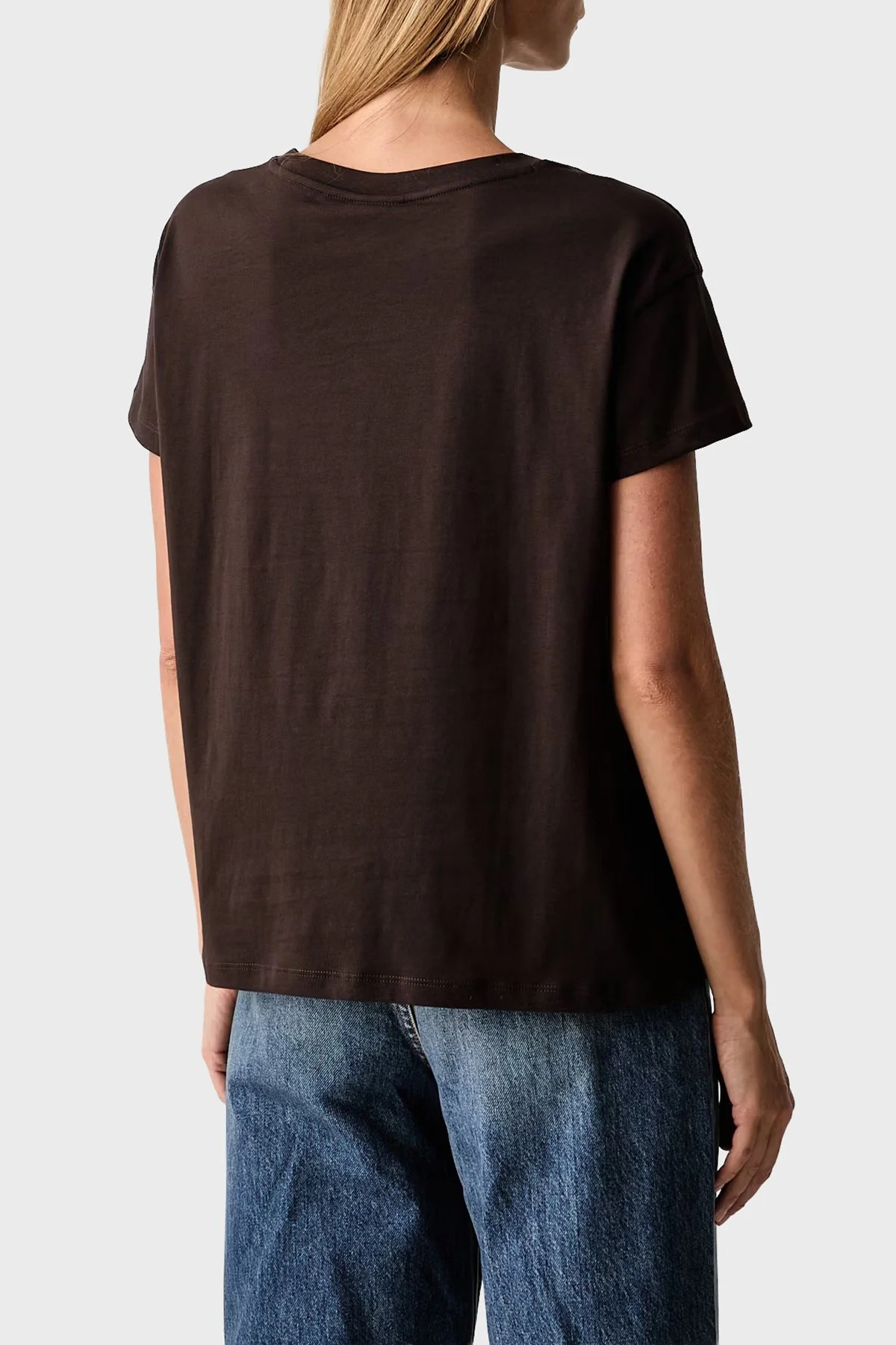 Armani Exchange %100 Pamuk Logolu Bisiklet Yaka Kadın T Shirt XW002957 AF10356 U6032 Kahve - 3
