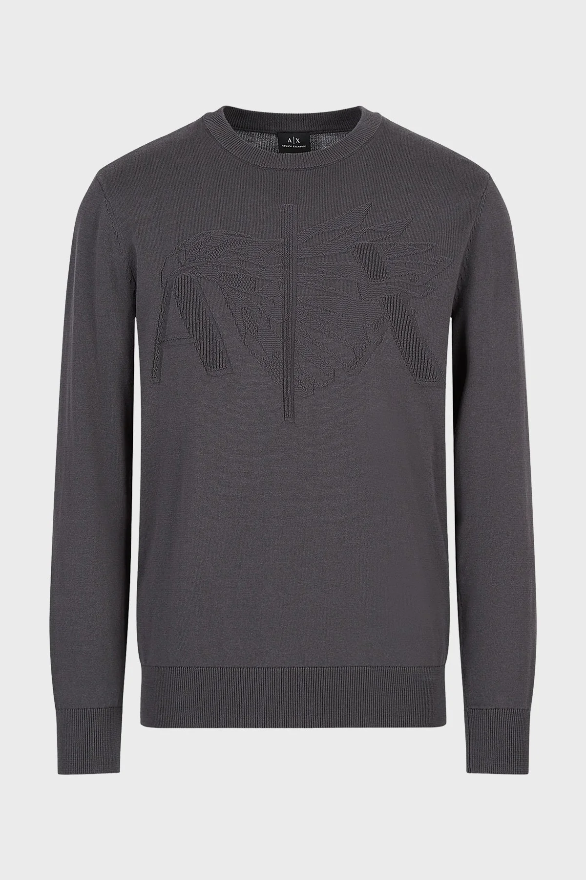 Armani Exchange % 100 Pamuk Logolu Regular Fit Bisiklet Yaka Erkek Kazak 6LZM1H ZMX8Z 1978 ANTRASİT - 4