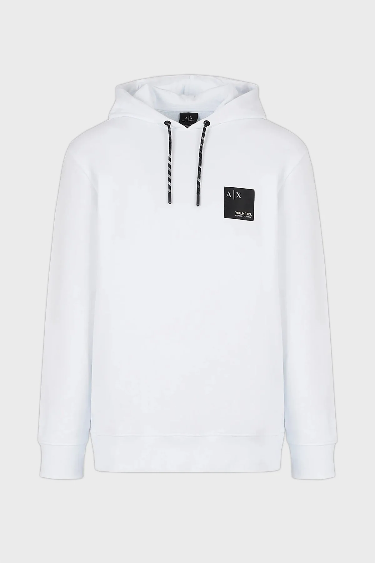 Armani Exchange % 100 Pamuk Logolu Regular Fit Kapüşonlu Yaka Erkek Sweat 6LZMAX ZJFAZ 1100 BEYAZ - 3