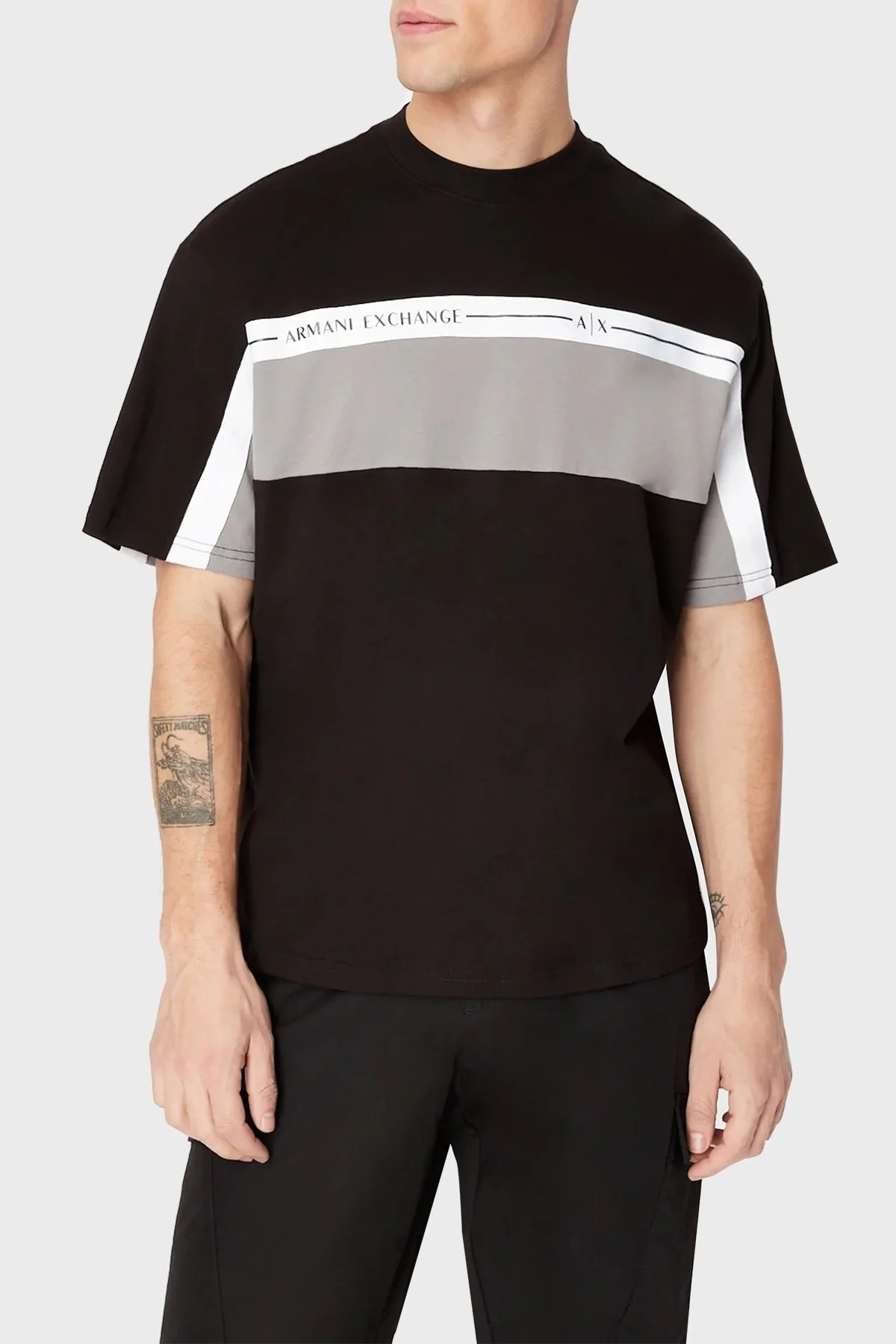 Armani Exchange % 100 Pamuk Loose Fit Bisiklet Yaka Erkek T Shirt 3RZMFD ZJGEZ 52AF SİYAH - 1